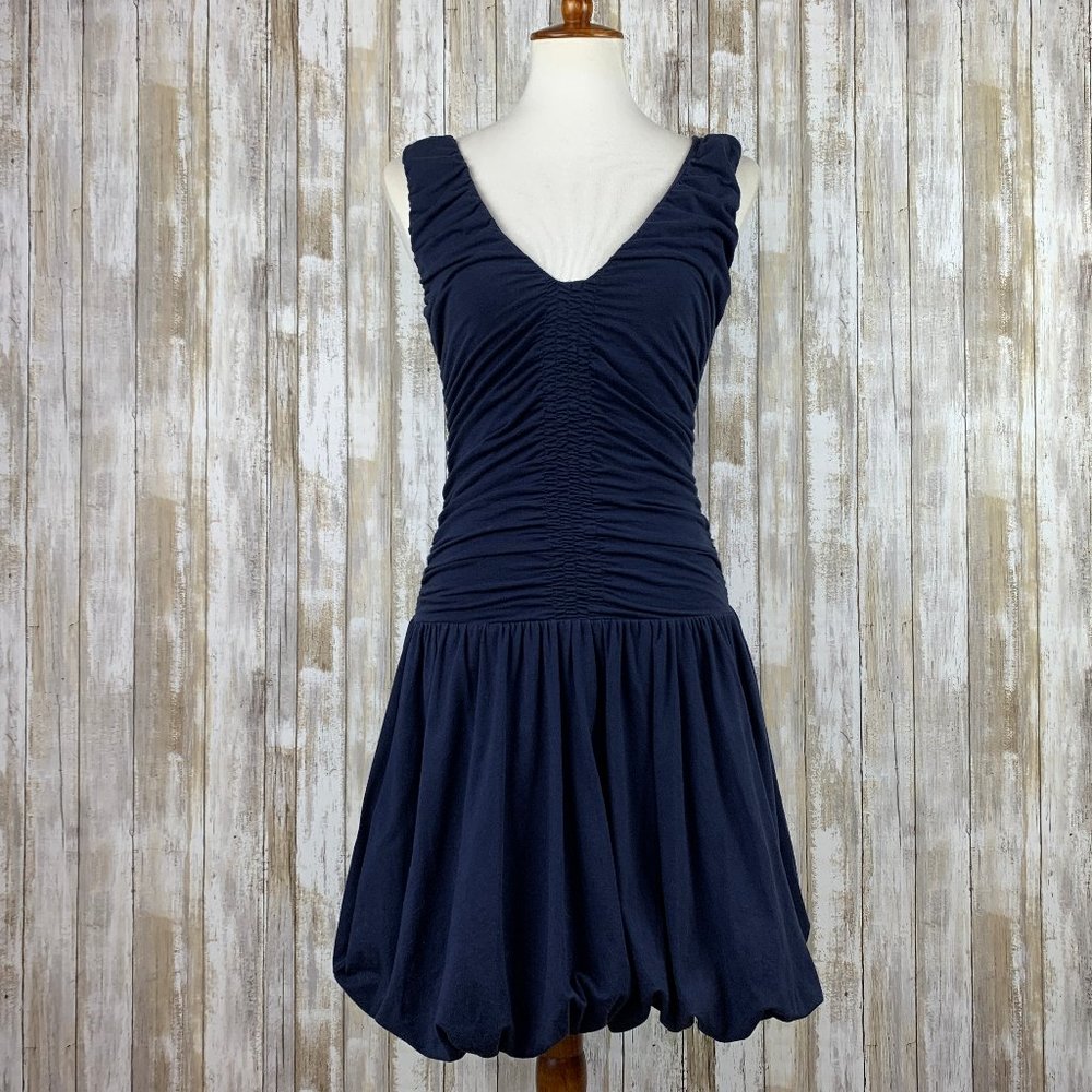 Anthro Leifsdottir Blue Ruched Jersey Dress Sz M
